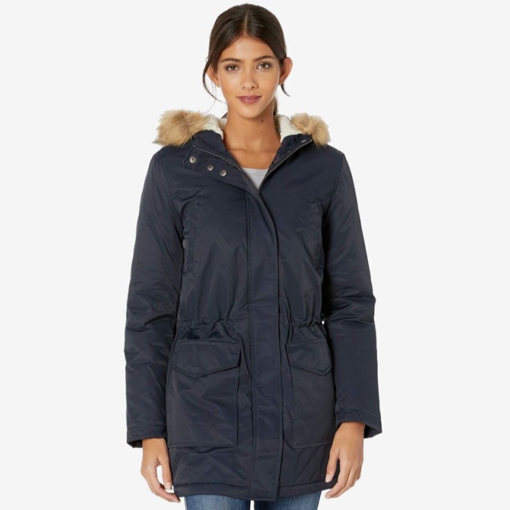 NWOT Levi's Coated Cotton Parka with Bunny Sherpa and Faux Fur Hood